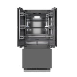 ZLINE Autograph Edition 36 in. 19.6 cu. ft. Panel Ready French Door Built-In Bottom Freezer Refrigerator with Water Dispenser and Ice Maker with Graphite Gray Interior and Champagne Bronze Accents (GRBIVZ-36-CB) - (GRBIVZ36CB) -