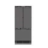 ZLINE Autograph Edition 36 in. 19.6 cu. ft. Panel Ready French Door Built-In Bottom Freezer Refrigerator with Water Dispenser and Ice Maker with Graphite Gray Interior and Champagne Bronze Accents (GRBIVZ-36-CB) - (GRBIVZ36CB) -