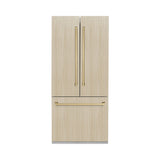 ZLINE Autograph Edition 36 in. 19.6 cu. ft. Panel Ready French Door Built-In Bottom Freezer Refrigerator with Water Dispenser and Ice Maker with Graphite Gray Interior and Champagne Bronze Accents (GRBIVZ-36-CB) - (GRBIVZ36CB) -