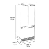 ZLINE Autograph Edition 36 in. 19.6 cu. ft. Panel Ready French Door Built-In Bottom Freezer Refrigerator with Water Dispenser and Ice Maker with Graphite Gray Interior and Champagne Bronze Accents (GRBIVZ-36-CB) - (GRBIVZ36CB) -