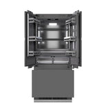 ZLINE Autograph Edition 36 in. 19.6 cu. ft. Panel Ready French Door Built-In Bottom Freezer Refrigerator with Water Dispenser and Ice Maker with Graphite Gray Interior and Polished Gold Accents (GRBIVZ-36-G) - (GRBIVZ36G) -