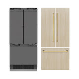 ZLINE Autograph Edition 36 in. 19.6 cu. ft. Panel Ready French Door Built-In Bottom Freezer Refrigerator with Water Dispenser and Ice Maker with Graphite Gray Interior and Polished Gold Accents (GRBIVZ-36-G) - (GRBIVZ36G) -