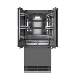 ZLINE Autograph Edition 36 in. 19.6 cu. ft. Panel Ready French Door Built-In Bottom Freezer Refrigerator with Water Dispenser and Ice Maker with Graphite Gray Interior and Polished Gold Accents (GRBIVZ-36-G) - (GRBIVZ36G) -