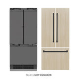 ZLINE Autograph Edition 36 in. 19.6 cu. ft. Panel Ready French Door Built-In Bottom Freezer Refrigerator with Water Dispenser and Ice Maker with Graphite Gray Interior and Matte Black Accents (GRBIVZ-36-MB) - (GRBIVZ36MB) -