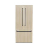 ZLINE Autograph Edition 36 in. 19.6 cu. ft. Panel Ready French Door Built-In Bottom Freezer Refrigerator with Water Dispenser and Ice Maker with Graphite Gray Interior and Matte Black Accents (GRBIVZ-36-MB) - (GRBIVZ36MB) -