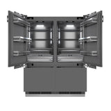ZLINE Autograph Edition 60 in. 32.2 cu. ft. Panel Ready French Door Built-In Bottom Freezer Refrigerator with Water Dispenser and Ice Maker with Graphite Gray Interior and Champagne Bronze Accents (GRBIVZ-60-CB) - (GRBIVZ60CB) -