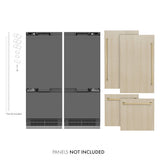 ZLINE Autograph Edition 60 in. 32.2 cu. ft. Panel Ready French Door Built-In Bottom Freezer Refrigerator with Water Dispenser and Ice Maker with Graphite Gray Interior and Champagne Bronze Accents (GRBIVZ-60-CB) - (GRBIVZ60CB) -