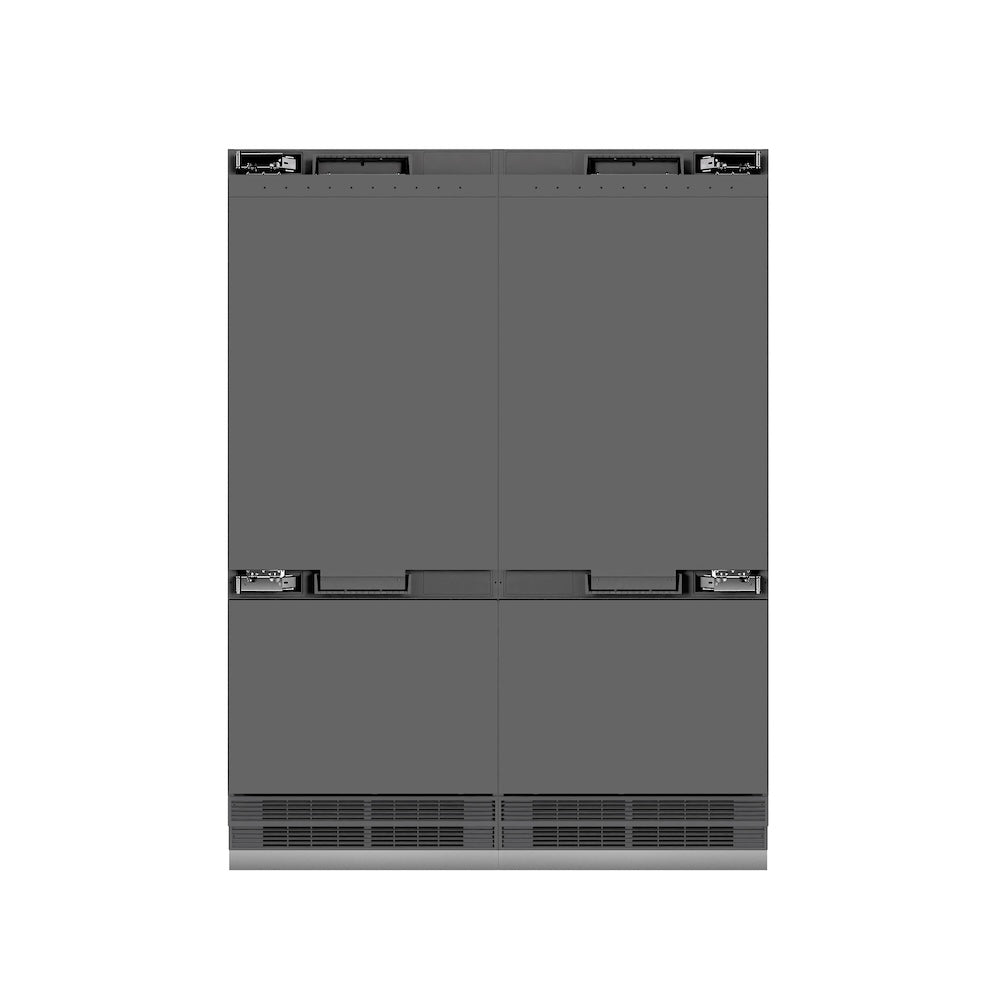 ZLINE Autograph Edition 60 in. 32.2 cu. ft. Panel Ready French Door Built-In Bottom Freezer Refrigerator with Water Dispenser and Ice Maker with Graphite Gray Interior and Polished Gold Accents (GRBIVZ-60-G) - (GRBIVZ60G) -