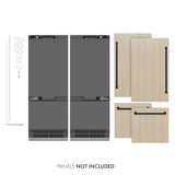 ZLINE Autograph Edition 60 in. 32.2 cu. ft. Panel Ready French Door Built-In Bottom Freezer Refrigerator with Water Dispenser and Ice Maker with Graphite Gray Interior and Matte Black Accents (GRBIVZ-60-MB) - (GRBIVZ60MB) -