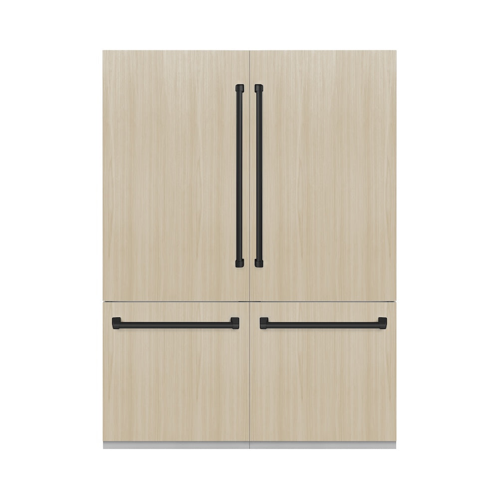 ZLINE Autograph Edition 60 in. 32.2 cu. ft. Panel Ready French Door Built-In Bottom Freezer Refrigerator with Water Dispenser and Ice Maker with Graphite Gray Interior and Matte Black Accents (GRBIVZ-60-MB) - (GRBIVZ60MB) -