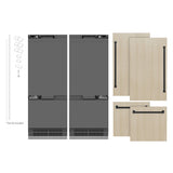 ZLINE Autograph Edition 60 in. 32.2 cu. ft. Panel Ready French Door Built-In Bottom Freezer Refrigerator with Water Dispenser and Ice Maker with Graphite Gray Interior and Matte Black Accents (GRBIVZ-60-MB) - (GRBIVZ60MB) -