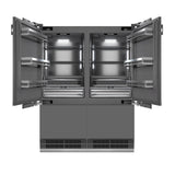 ZLINE Autograph Edition 60 in. 32.2 cu. ft. Panel Ready French Door Built-In Bottom Freezer Refrigerator with Water Dispenser and Ice Maker with Graphite Gray Interior and Matte Black Accents (GRBIVZ-60-MB) - (GRBIVZ60MB) -