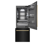 ZLINE Autograph Edition 30 in. 16.1 cu. ft. Built-In Bottom Freezer Refrigerator with Water Dispenser and Ice Maker in Black Stainless Steel with Graphite Gray Interior and Polished Gold Accents (GRBIVZ-BS-30-G) - (GRBIVZBS30G) -
