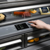 ZLINE Autograph Edition 36 in. 19.6 cu. ft. French Door Built-In Bottom Freezer Refrigerator with Water Dispenser and Ice Maker in DuraSnow® Stainless Steel with Graphite Gray Interior and Matte Black Accents (GRBIVZ-SN-36-MB) - (GRBIVZSN36MB) -
