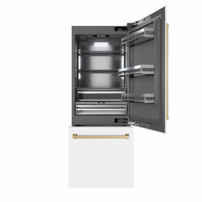 Autograph Edition 30 in. 16.1 cu. ft. Built-In Bottom Freezer Refrigerator with Water Dispenser and Ice Maker - (GRBIVZWM30CB) -