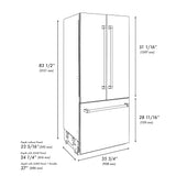 ZLINE Autograph Edition 36 in. 19.6 cu. ft. French Door Built-In Bottom Freezer Refrigerator with Water Dispenser and Ice Maker in White Matte with Graphite Gray Interior and Champagne Bronze Accents (GRBIVZ-WM-36-CB) - (GRBIVZWM36CB) -