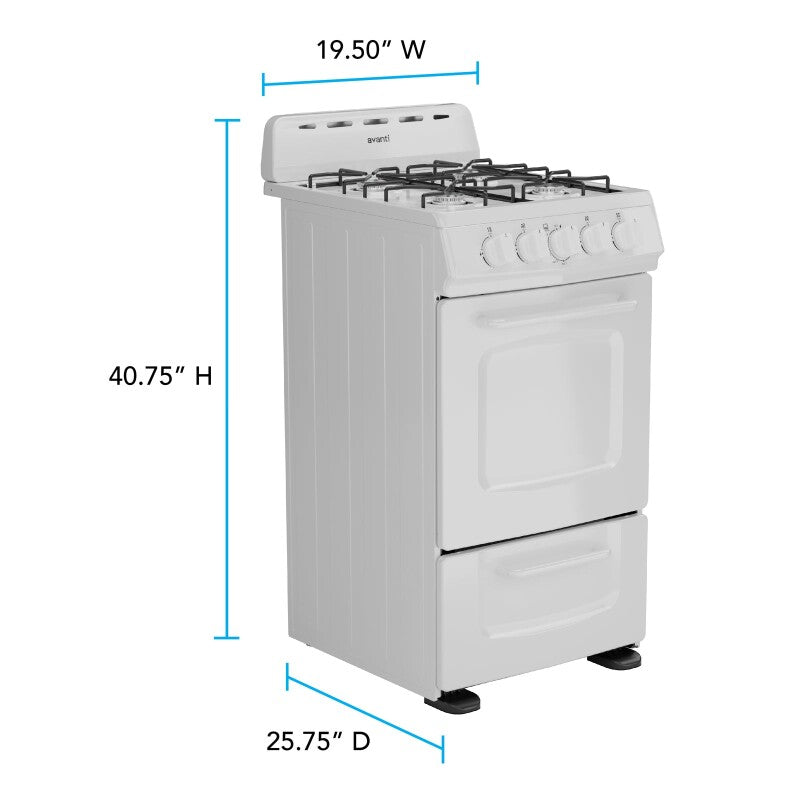 20" Gas Range - (GRO20P0W) - AVANTI