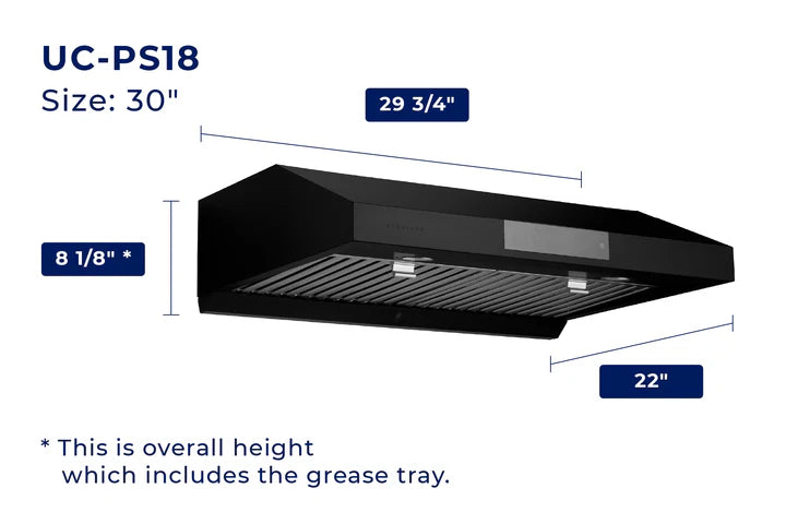 UC-PS18 30"/36" Under Cabinet Range Hood - Ducted