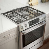 800 Series Dual Fuel Slide-in Range 30" Stainless Steel - (HDI8056U) - BOSCH