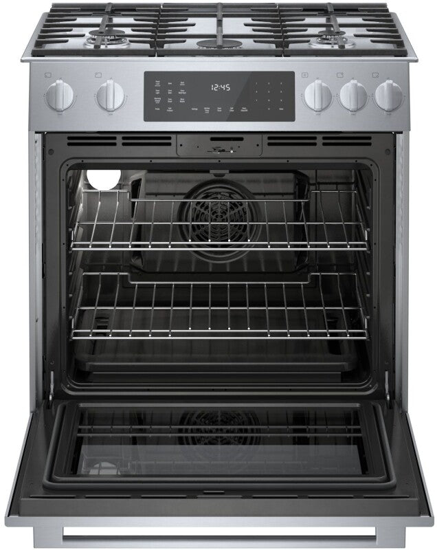 800 Series Dual Fuel Slide-in Range 30" Stainless Steel - (HDI8056U) - BOSCH
