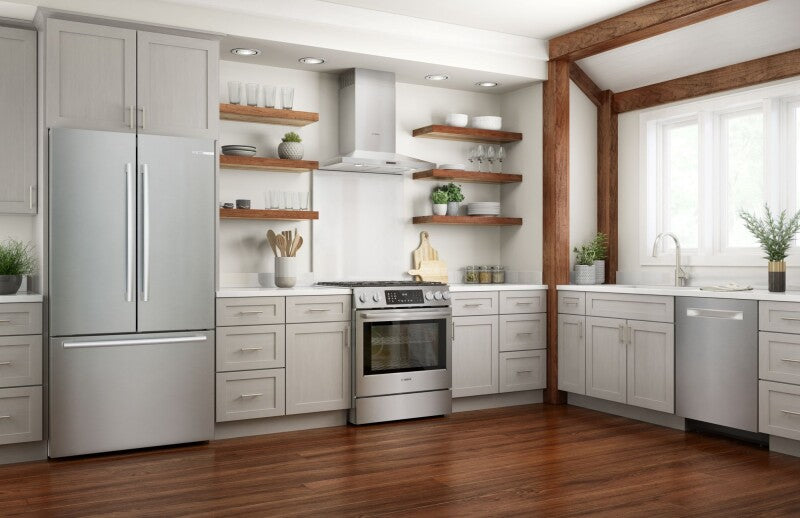 800 Series Dual Fuel Slide-in Range 30" Stainless Steel - (HDI8056U) - BOSCH