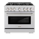 36 in. 5.2 cu. ft. Select Dual Fuel Range with 6 Burner Gas Cooktop and Electric Convection Oven - (HDR36) -