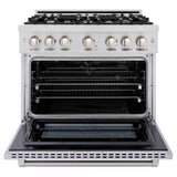 36 in. 5.2 cu. ft. Select Dual Fuel Range with 6 Burner Gas Cooktop and Electric Convection Oven - (HDR36) -