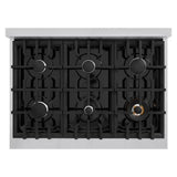 36 in. 5.2 cu. ft. Select Dual Fuel Range with 6 Burner Gas Cooktop and Electric Convection Oven - (HDR36) -