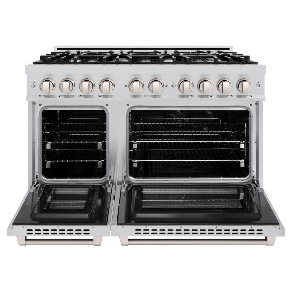 48 in. 6.7 cu. ft. Select Double Oven Dual Fuel Range with 8 Burner Gas Cooktop - (HDR48) -
