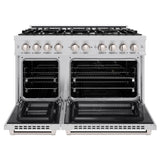48 in. 6.7 cu. ft. Select Double Oven Dual Fuel Range with 8 Burner Gas Cooktop - (HDR48) -