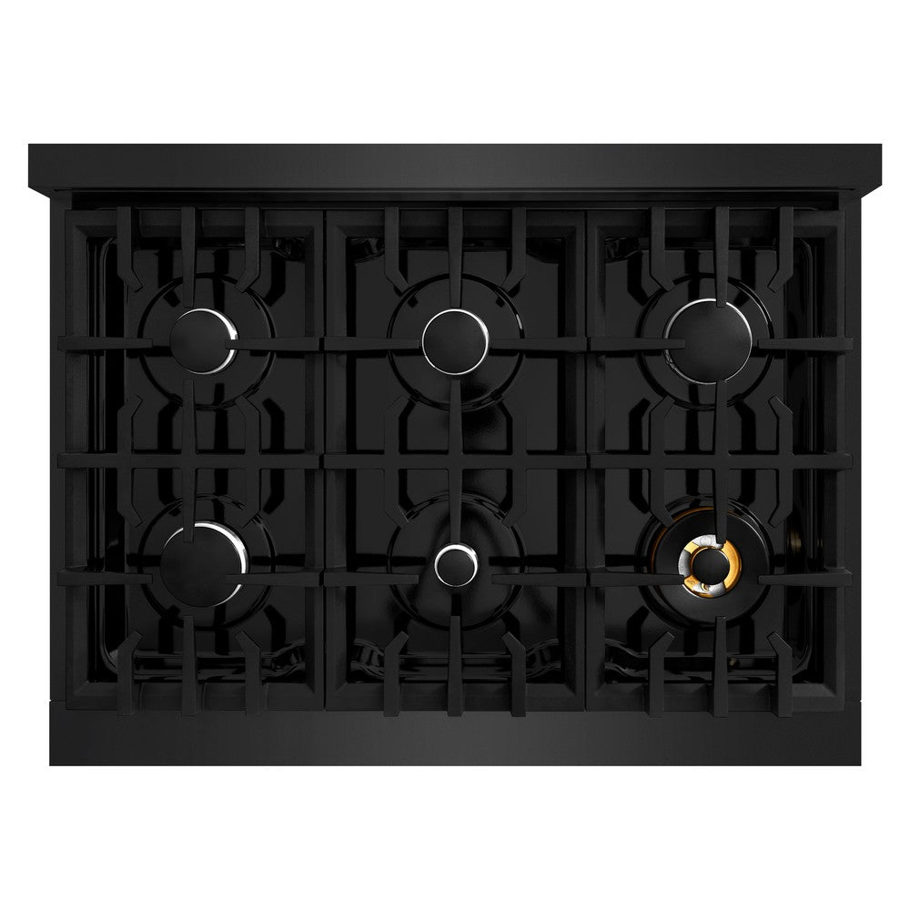 36 in. 5.2 cu. ft. Select Dual Fuel Range with 6 Burner Gas Cooktop and Electric Convection Oven - (HDRB36) -