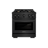ZLINE 30 in. 4.2 cu. ft. Select Dual Fuel Range with Gas Cooktop and Electric Convection Oven in Black Stainless Steel with 4 Brass Burners (HDRB-BR-30) - (HDRBBR30) -