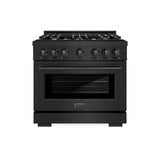 ZLINE 36 in. 5.2 cu. ft. Select Dual Fuel Range with Gas Cooktop and Electric Convection Oven in Black Stainless Steel with 6 Brass Burners (HDRB-BR-36) - (HDRBBR36) -