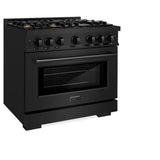 ZLINE 36 in. 5.2 cu. ft. Select Dual Fuel Range with Gas Cooktop and Electric Convection Oven in Black Stainless Steel with 6 Brass Burners (HDRB-BR-36) - (HDRBBR36) -
