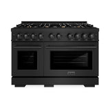 ZLINE 48 in. 6.7 cu. ft. Select Double Oven Dual Fuel Range in Black Stainless Steel with 8 Brass Burners (HDRB-BR-48) - (HDRBBR48) -