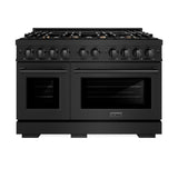 ZLINE 48 in. 6.7 cu. ft. Select Double Oven Dual Fuel Range in Black Stainless Steel with 8 Brass Burners (HDRB-BR-48) - (HDRBBR48) -