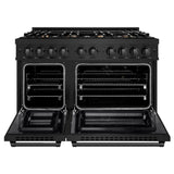 ZLINE 48 in. 6.7 cu. ft. Select Double Oven Dual Fuel Range in Black Stainless Steel with 8 Brass Burners (HDRB-BR-48) - (HDRBBR48) -