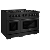 ZLINE 48 in. 6.7 cu. ft. Select Double Oven Dual Fuel Range in Black Stainless Steel with 8 Brass Burners (HDRB-BR-48) - (HDRBBR48) -