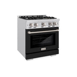 ZLINE 30 in. 4.2 cu. ft. Select Dual Fuel Range with 4 Burner Gas Cooktop and Electric Convection Oven in Stainless Steel with Black Matte Door (HDR-BLM-30) - (HDRBLM30) -