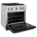 ZLINE 30 in. 4.2 cu. ft. Select Dual Fuel Range with 4 Burner Gas Cooktop and Electric Convection Oven in Stainless Steel with Black Matte Door (HDR-BLM-30) - (HDRBLM30) -