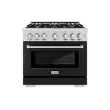 ZLINE 36 in. 5.2 cu. ft. Select Dual Fuel Range with 6 Burner Gas Cooktop and Electric Convection Oven in Stainless Steel with Black Matte Door (HDR-BLM-36) - (HDRBLM36) -