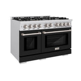 ZLINE 48 in. 6.7 cu. ft. Select Double Oven Dual Fuel Range with 8 Burner Gas Cooktop in Stainless Steel with Black Matte Doors (HDR-BLM-48) - (HDRBLM48) -