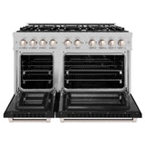 ZLINE 48 in. 6.7 cu. ft. Select Double Oven Dual Fuel Range with 8 Burner Gas Cooktop in Stainless Steel with Black Matte Doors (HDR-BLM-48) - (HDRBLM48) -