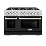 ZLINE 48 in. 6.7 cu. ft. Select Double Oven Dual Fuel Range with 8 Burner Gas Cooktop in Stainless Steel with Black Matte Doors (HDR-BLM-48) - (HDRBLM48) -