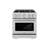 ZLINE 30 in. 4.2 cu. ft. Select Dual Fuel Range with Gas Cooktop and Electric Convection Oven in Stainless Steel with 4 Brass Burners (HDR-BR-30) - (HDRBR30) -