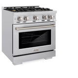 ZLINE 30 in. 4.2 cu. ft. Select Dual Fuel Range with Gas Cooktop and Electric Convection Oven in Stainless Steel with 4 Brass Burners (HDR-BR-30) - (HDRBR30) -
