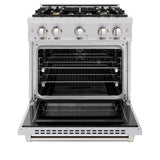 ZLINE 30 in. 4.2 cu. ft. Select Dual Fuel Range with Gas Cooktop and Electric Convection Oven in Stainless Steel with 4 Brass Burners (HDR-BR-30) - (HDRBR30) -