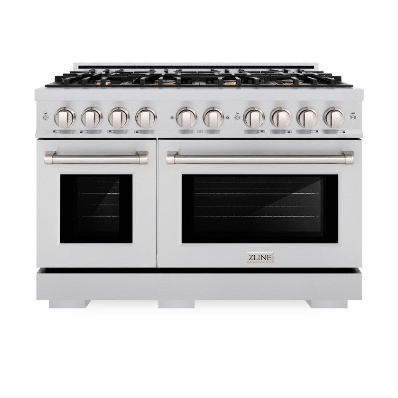 ZLINE 48 in. 6.7 cu. ft. Select Double Oven Dual Fuel Range in Stainless Steel with 8 Brass Burners (HDR-BR-48) - (HDRBR48) -