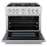 36 in. 5.2 cu. ft. Select Dual Fuel Range with 6 Burner Gas Cooktop and Electric Convection Oven - (HDRS36) -