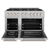 48 in. 6.7 cu. ft. Select Double Oven Dual Fuel Range with 8 Burner Gas Cooktop - (HDRS48) -